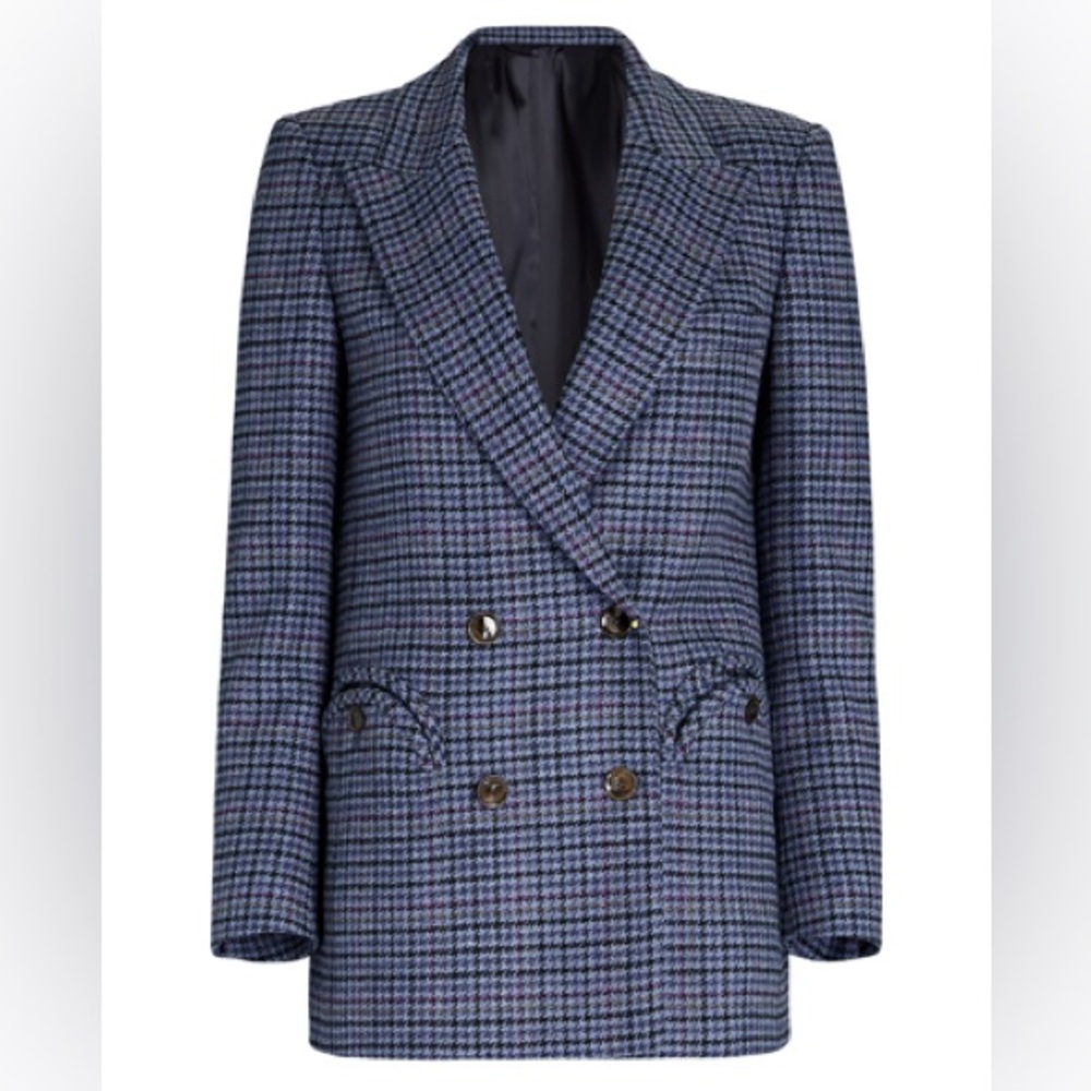 Blaze Milano Amarula Sun Houndstooth-check Wool Blazer NWT